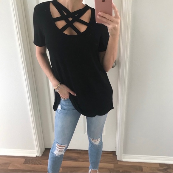mrsalliexo Tops - mrsalliexo | Black Stylish Criss Cross Basic